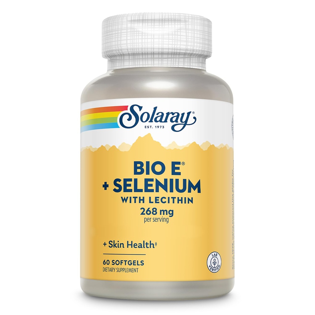 Biovitamin E 400 IE (268 mg) med Selenium 100 mg og Lecithin - Thyroid Support, Antioksidant og immunstøtte Supplement, høy absorpsjon, Lab Verifisert, 60-dagers garanti, 30 serveringer, 60 Softgels