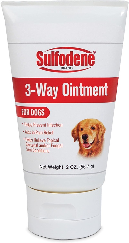 Sulfodene hund sår omsorg 3-veis ointment, lindrer smerte og forhindrer infeksjon for hund kutt, skjegg, biter og skader, 2 ounce