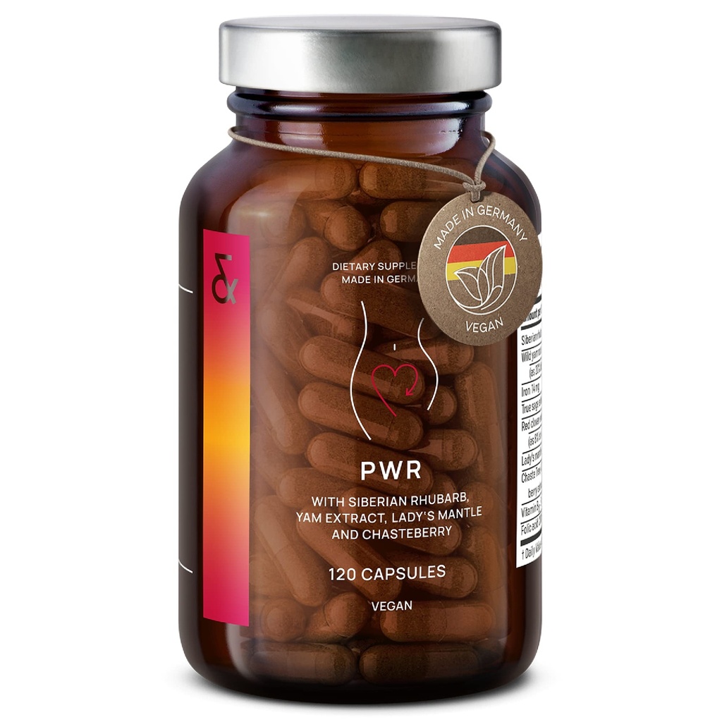 CLAV® Natural Hormon Balance for kvinner - PMS Relief med sibirsk rabarb, Wild Yam & Vitex Berry - Vegansk Menstruell Regulator Supplement - 120 Kapsler