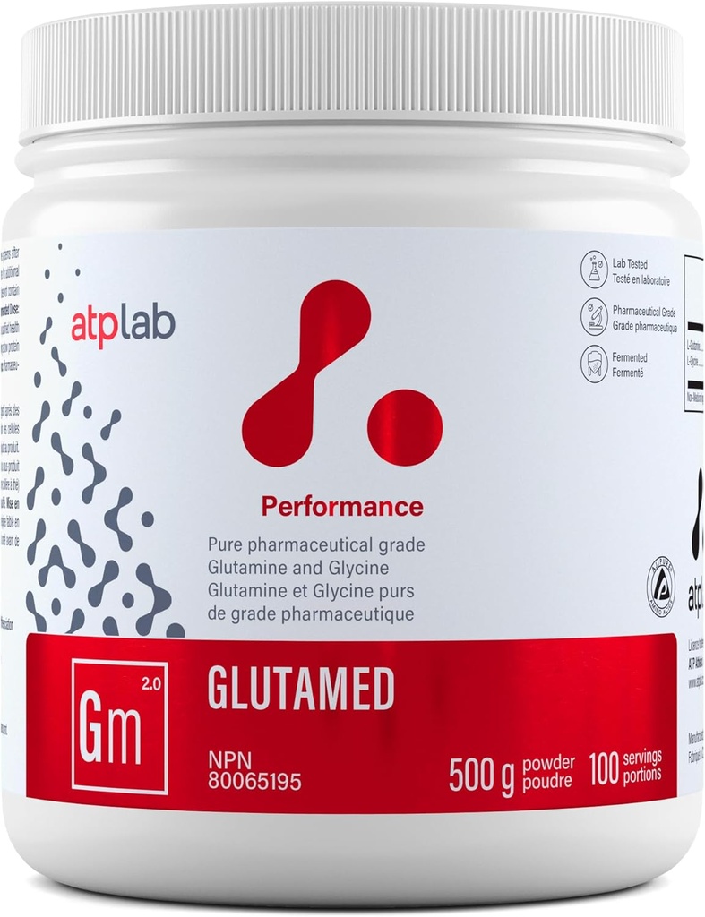 ATP LAB | Glutamed 500 g | Pure Pharmaceutical-Grade Glutamin og Glycin. Den beste kombinasjonen av glutamin og glycin.