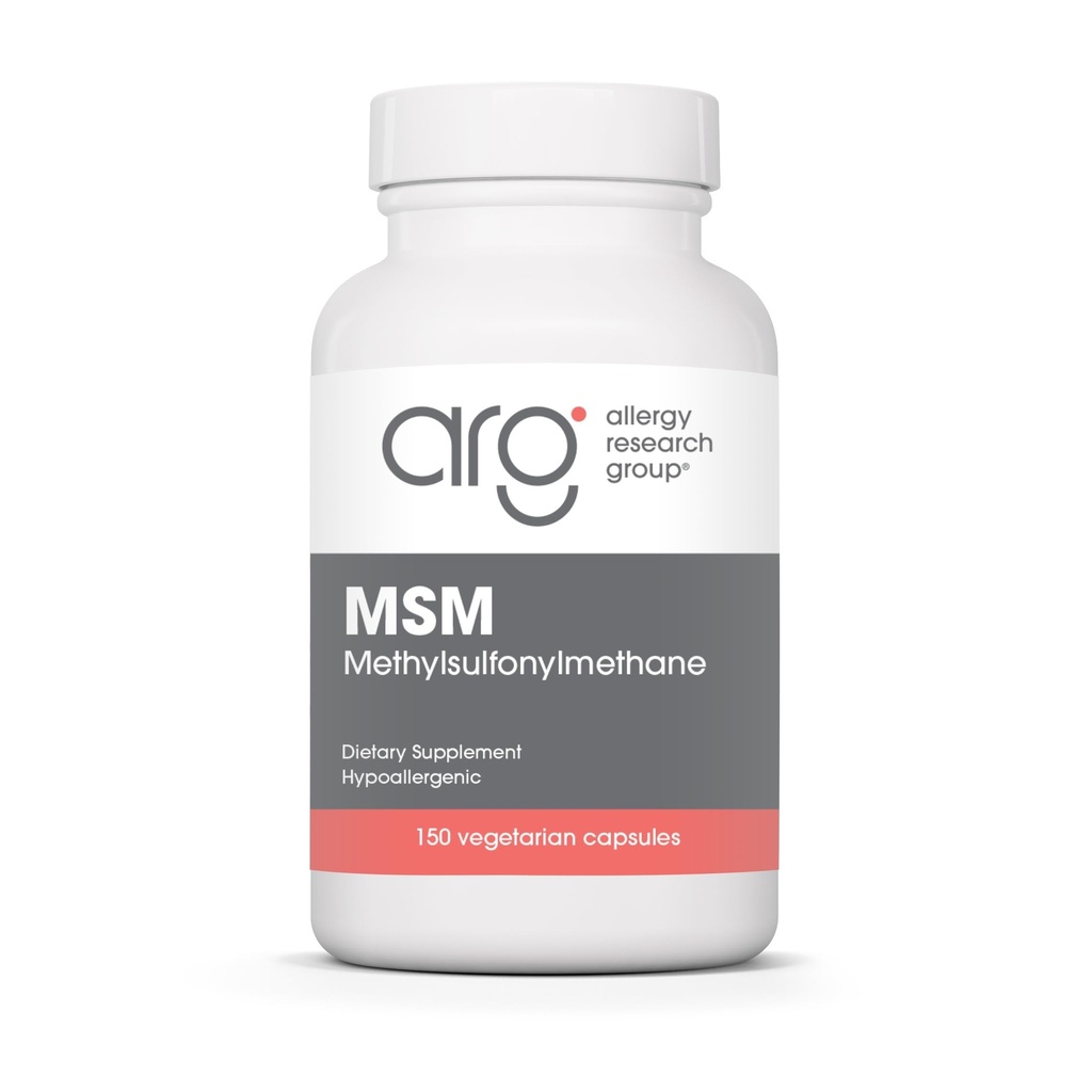 Allergi Forskningsgruppe MSM Supplement - MSM pulverkapsler for hårvekst, Metylsulfonylmetan for sunnt hår, hud og negler, 500 mg Per servering - 150 vegetariske kapsler