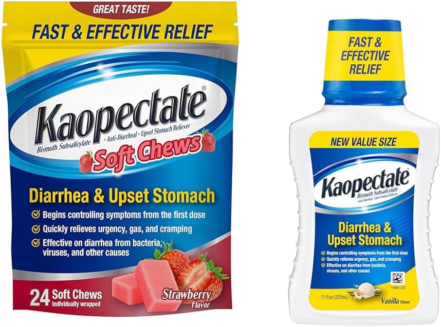 Kaopektat Anti-Diarreal Myke Chews 24 greve og oppsett mage relief flytende 11 fl Oz