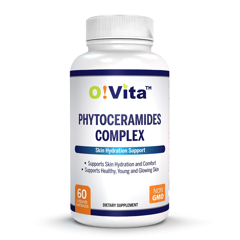 Fytoceramider Kompleks, hudreparasjon og rejuvenasjon, anti-aldring støtte, planteavledede ceramider, med vitaminer C, B-6 og B-12, 2-måneders forsyning (60 ikke-GMO flytende kapsler)