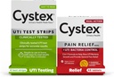 Cystex urinveis infeksjon (UTI) Teststriper + smertelindring: 4 teststriper og 48 kapsler smertelindring medisin