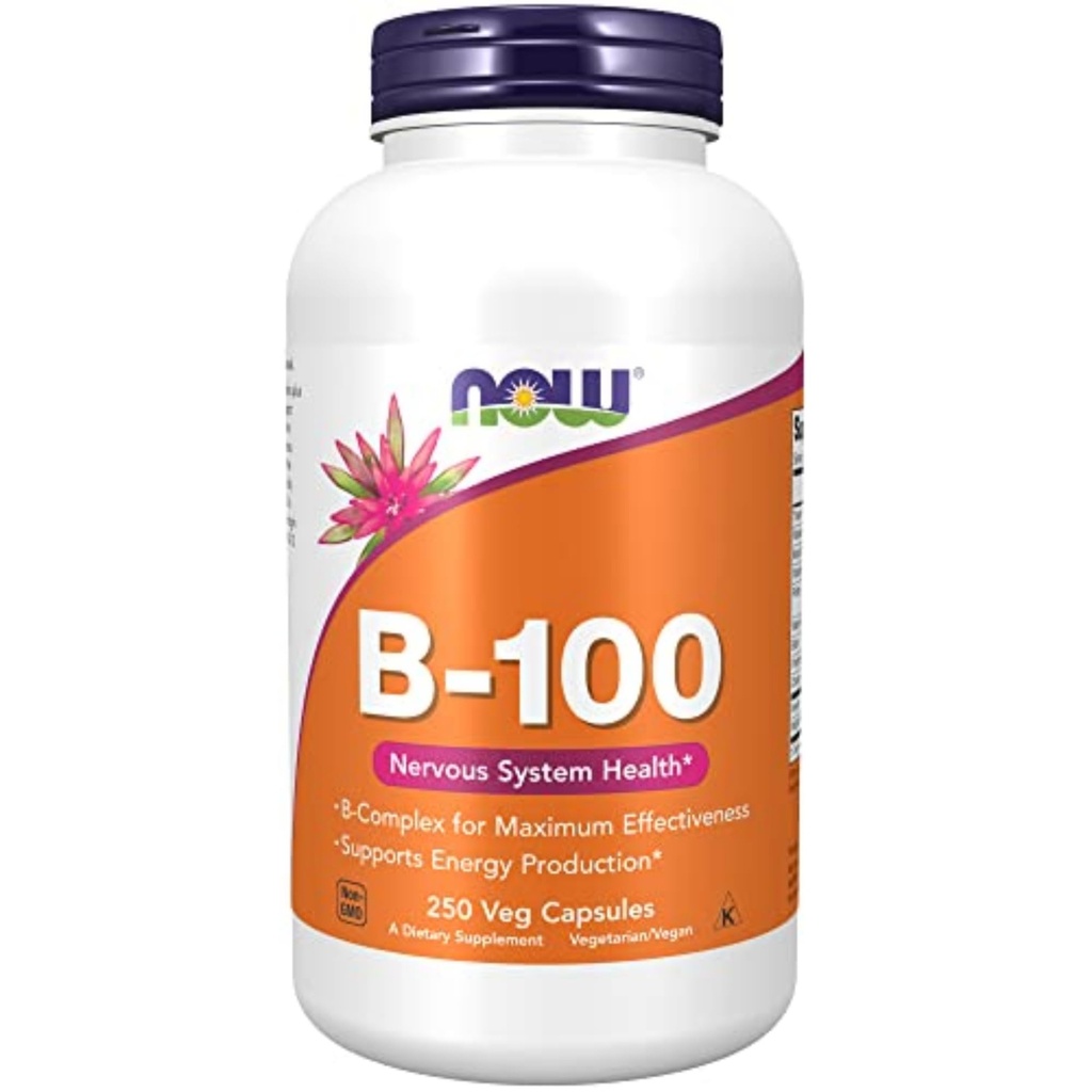 NU Kosttilskudd, Vitamin B-100, Energiproduksjon*, Nervesystem Helse*, 250 Veg Kapsler