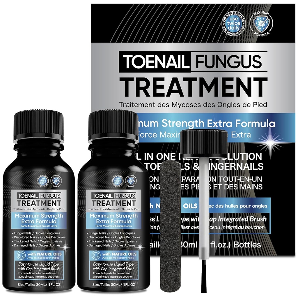 Toenail Fungus behandling ekstra styrke 2pcs x 30ml, Fungus neglebehandling, Nail Fungus behandling for tånegl, tå neglefingus behandling ekstra styrke for skadet og misfarging negler.