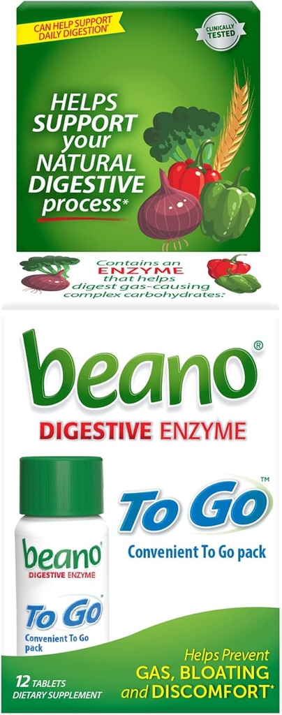 beano å gå gassforebygging, mat enzyme kosttilskudd, hjelpe Digest gass-causing matvarer, 12 tabletter
