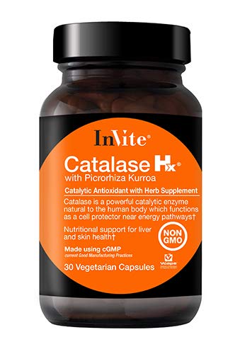 Inviter helse Catalase Hx (med Picrorhiza Kurroa), støtter lever, hudhelse, ikke-GMO kosttilskudd, 30 vegetariske kapsler (pakke med 1)