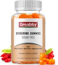 Berberine med ceylon kanel Supplement - Berberine gummies, organisk berberine HCL 1200 mg for voksne, immunsystem støtte, sukkerfri, GMO gratis, Glutenfri, 60 gummier