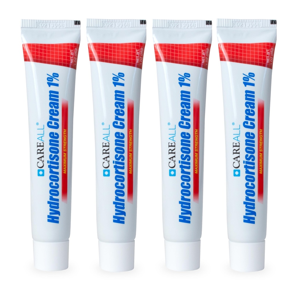 CareAll Hydrokortison 1%, 1oz Tube (pakke med 4), Maks styrke Anti-Itch Cream, lindring fra kløe og rødhet fra bug Bites, Eczema, Psoriasis, Poison Ivy, Oak og Sumac
