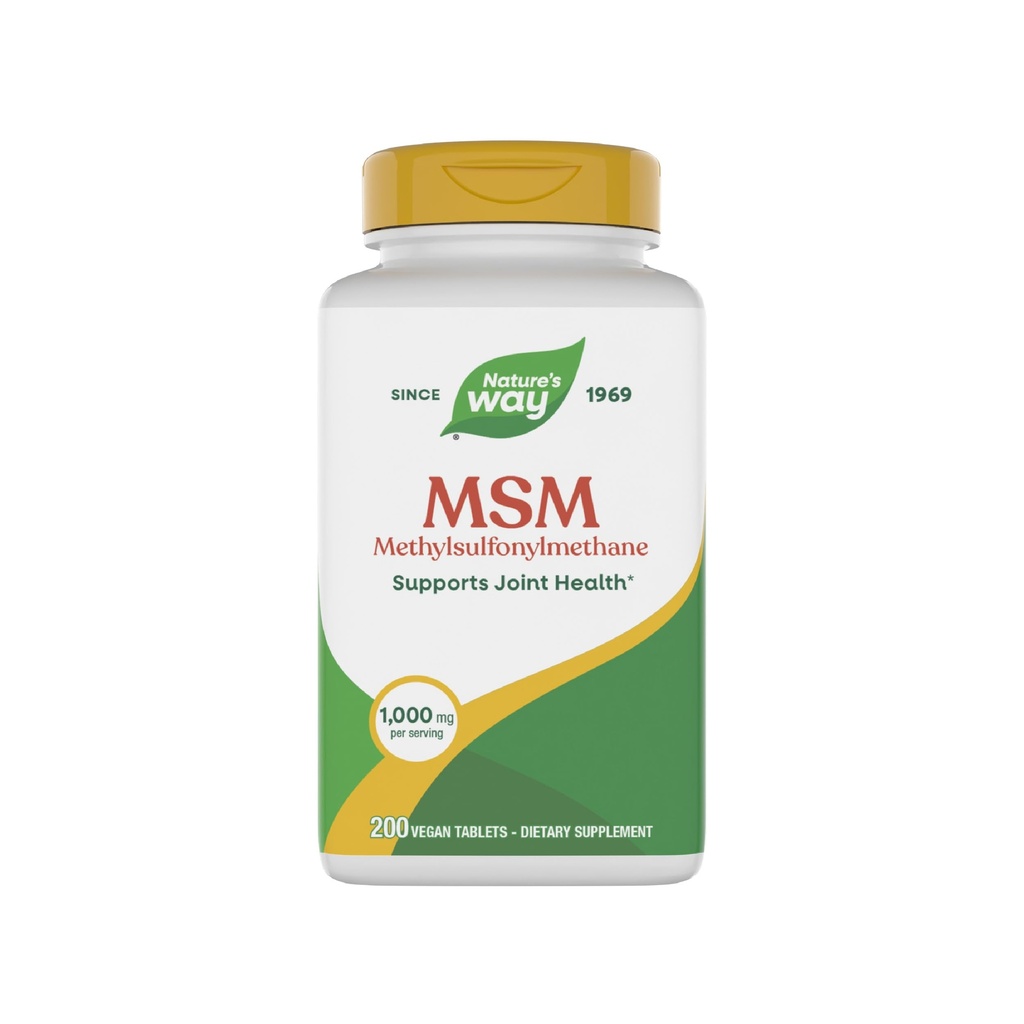 Naturens måte MSM 1000 mg - Felles helsetilskudd* - Med Metylsulfonylmetan - Glutenfri & Vegan - 200 Tabletter