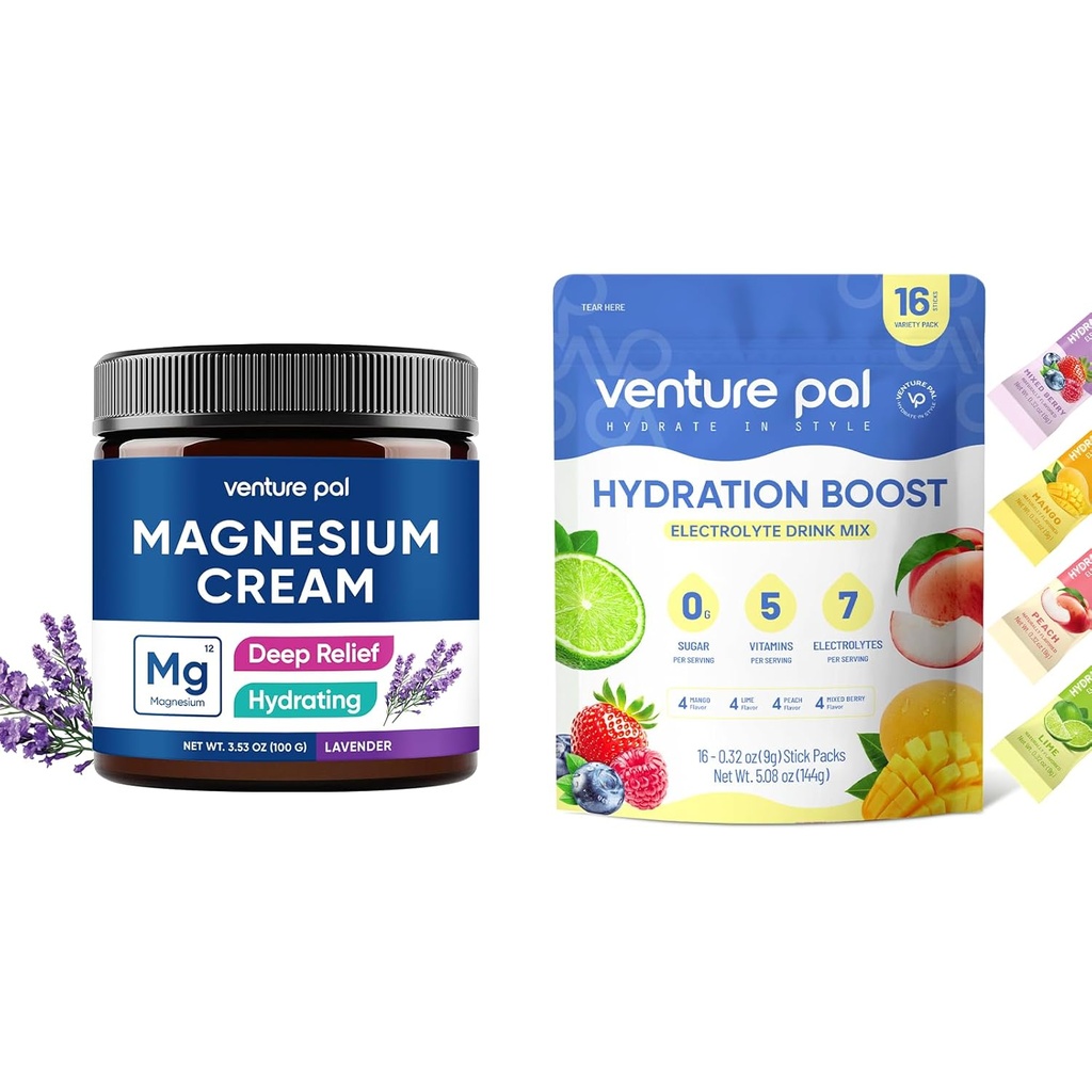 Venture Pal Moisturizing Magnesium Lotion, Electrolyte pulver pakker