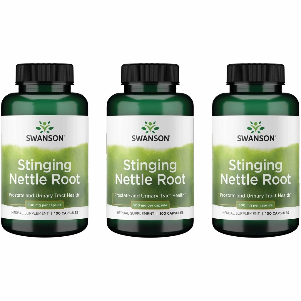 Swanson Stinging Nettle Root (Urtica Dioica) - Herbal Supplement - (100 Kapsler, 500 mg) (3 Pack)