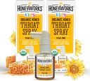 HonningWorks Kids Throat Spray for Sore Throat Relief, 1 Oz (pakke med 2) Soothing Non-GMO USDA Økologisk mørk honning + sink, Fast-Acting Relief, 12 måneders+