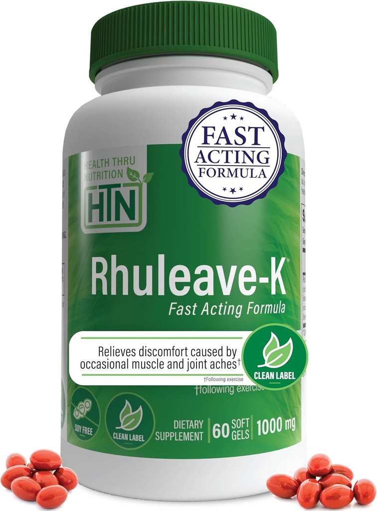 Helse Thru Nutrition Akutt Formel | Rhuleave-K 1.000mg Curcumin, Boswellia og Black Sesame Seed Oil | Felles- og muskler raskt fungerende | klinisk studerte ikke-GMO (pakke på 60)