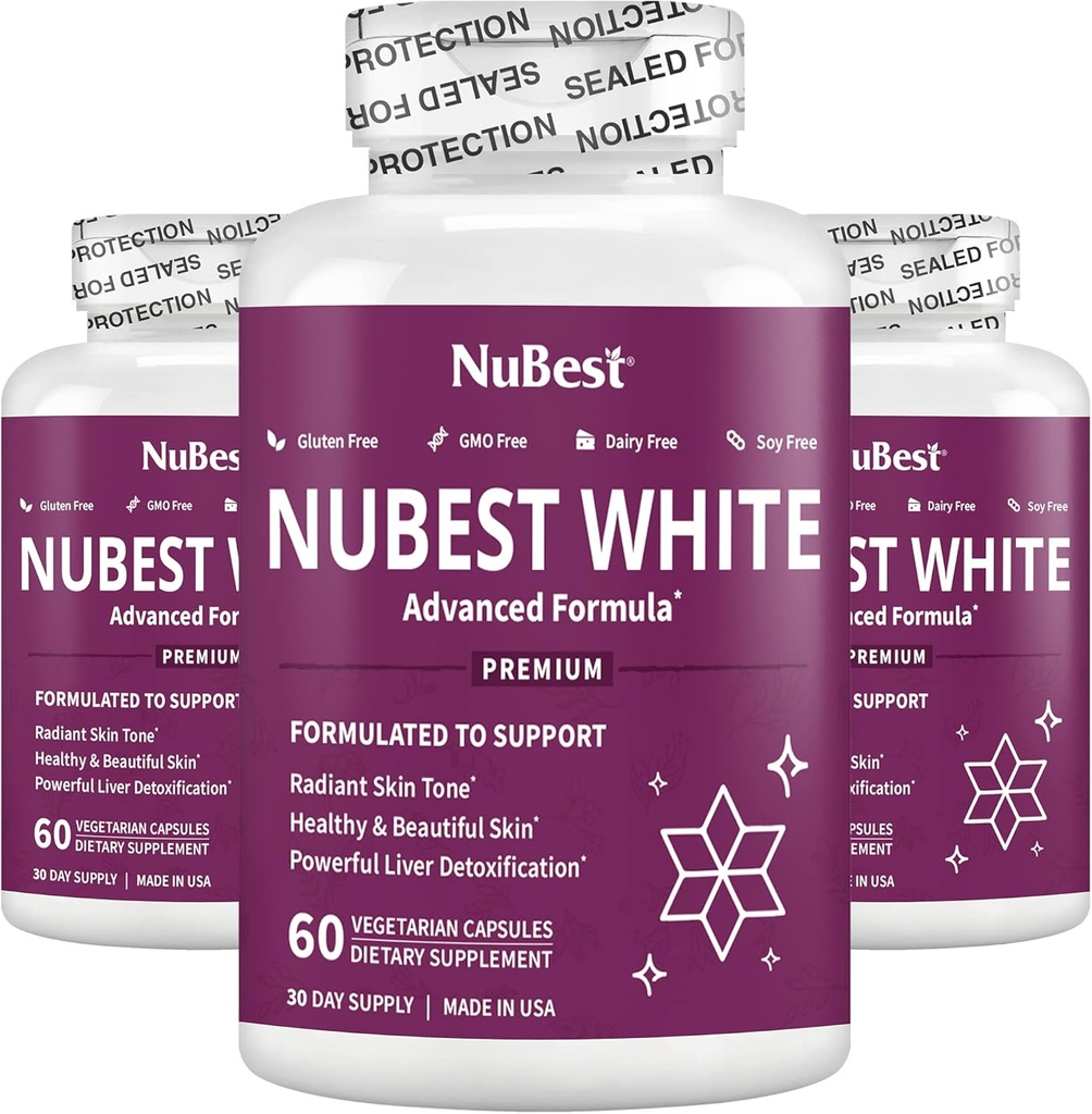 NuBest White - støtter vakker og strålende hud med glutathion, melk Thistle ekstrakt, L-cysteine, dyrebare urter og vitaminer (3 pakke)