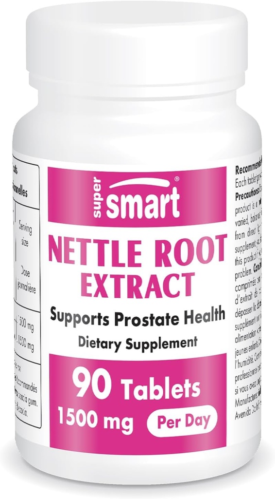 Supersmart - Nettle Root Extract 1500 mg per dag - Ekstraksjon av Stinging Nettle Root - Støtte Sunn Urin Tract - Prostata Supplements for menn ikke-GMO - 90 tabletter.