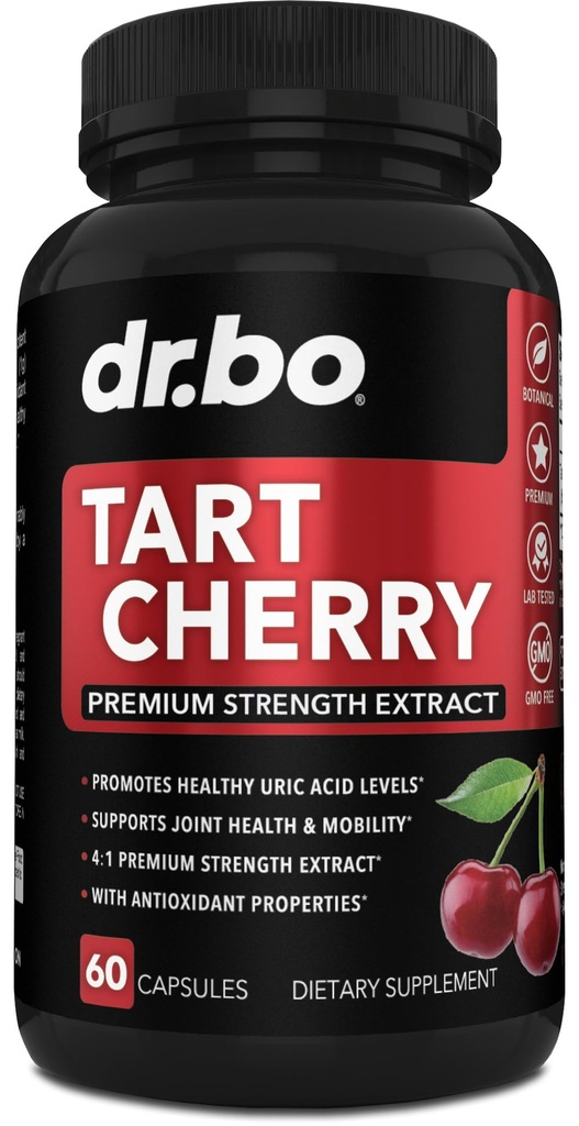Tart Cherry Extract Capsules Supplement - Purge Uric Acid Flush rense antioksidant piller for hvile - Tart Cherry Capsules Anthocyanin Kosttilskudd Ultra ren Cherries Vitaminer Konsentrasjon Pill