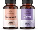 HERBAMAMA Spearmint og Vitex Kit - Budle på 1000 mg Spearmint Leaf & Vitex Chasteberry Capsules - Vegan, ikke-GMO, Gelatin-fri - 2 Pack