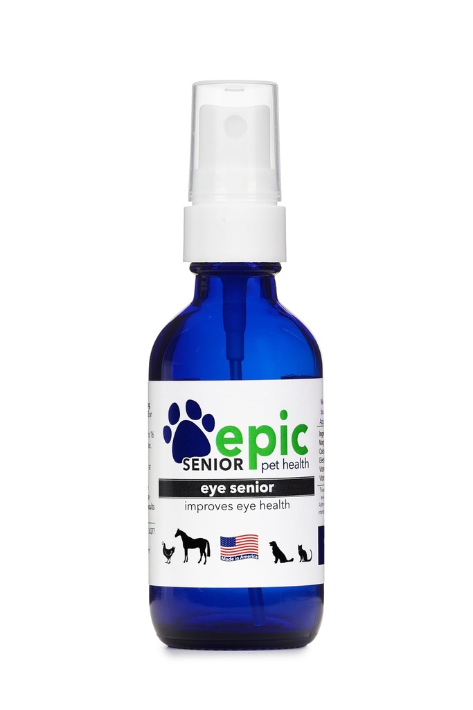 Øye Senior - Alt naturlig flytende Spray Supplement for eldre kjæledyr - Stopp aldringsprosessen - bedre øyne - Mist over øyne og sett i mat og vann (2 Oz)