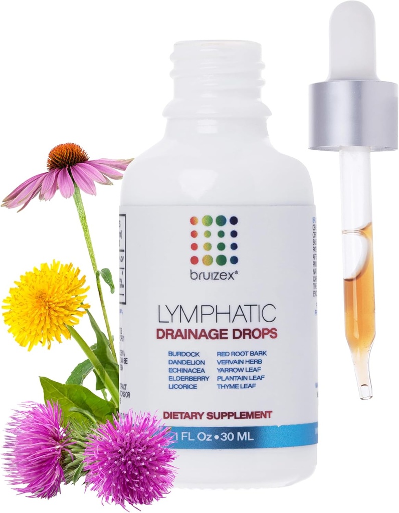Lympatiske dreneringsdråper for kirurgi gjenoppretting og lymfatisk helse, uflavorert, bruk Post Liposuction, BBL & Tummy Tuck, Naturlig Herbal blanding av Dandelion Root, Burdock Root, Echinacea, 1 Fl Oz