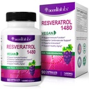100% naturlig resveratrol - 1480mg Per servering, 90 Veggie kapsler, 99% ren trans-resveratrol, antioksidant for sunn aldring, hjerne og hjerte støtte