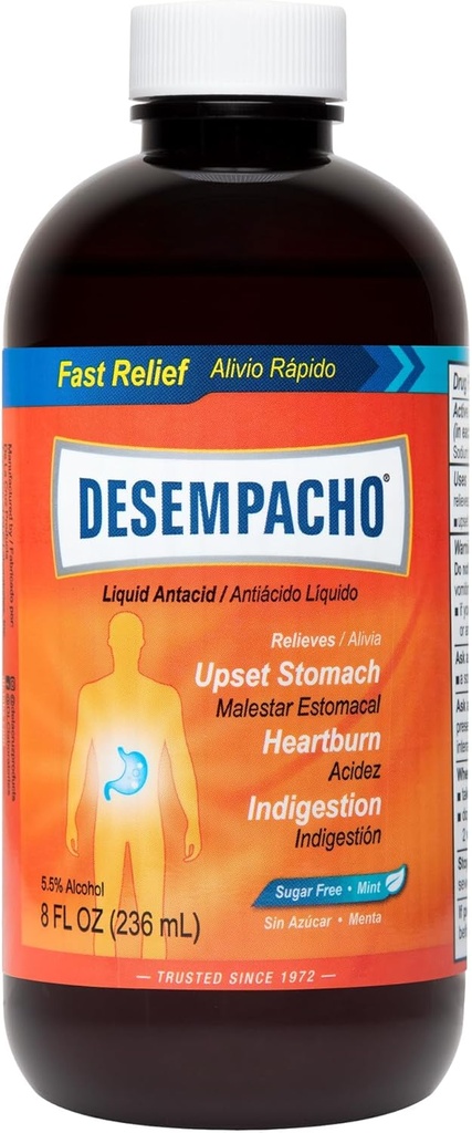 Desempacho flytende antsyre - natriumbikarbonat Maksimal styrke Heartburn og syre Reflux Relief