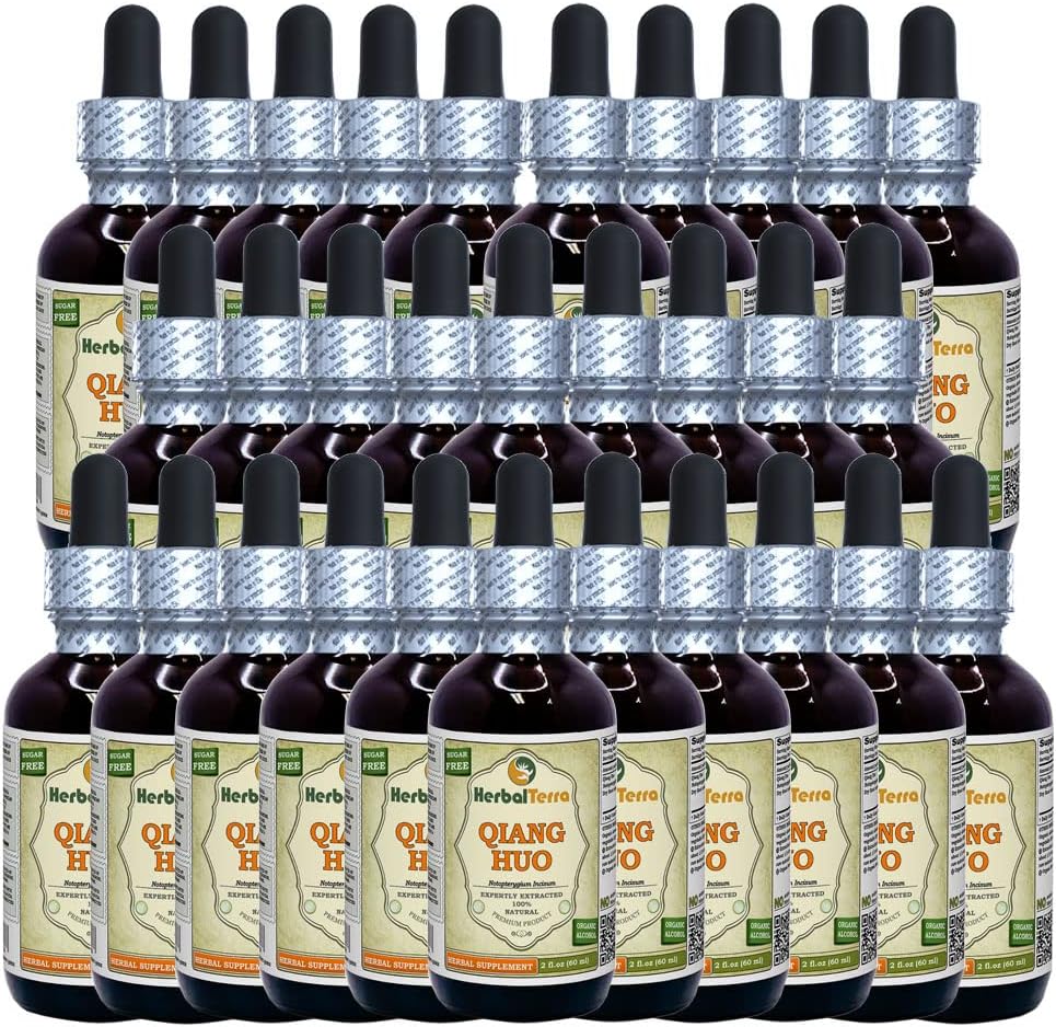 Qiang Huo, Notopterygium (Notopterygium Incisum) Tinktur, tørket rotvæskeekstrakt (merkenavn: HerbalTerra, stolt laget i USA) 30x2 fl.oz (30x60 ml)