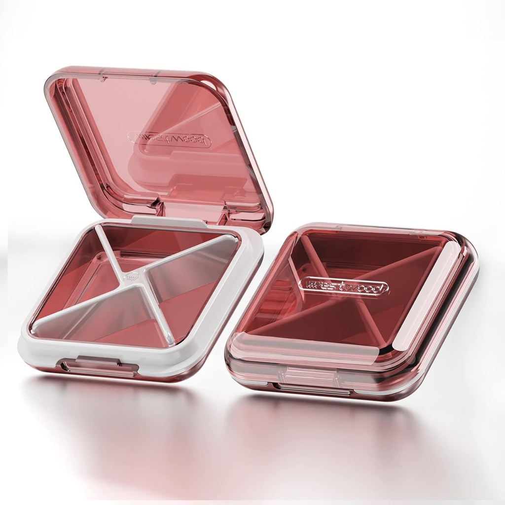 DubSTAR Daily Pill Organizer,4 Sammenligninger Bærbare Reise Lille Pill Case, Pill Box for Purse Pocket å holde vitaminer, Cod Liver Oil,Supplements og Medisinering (rød)