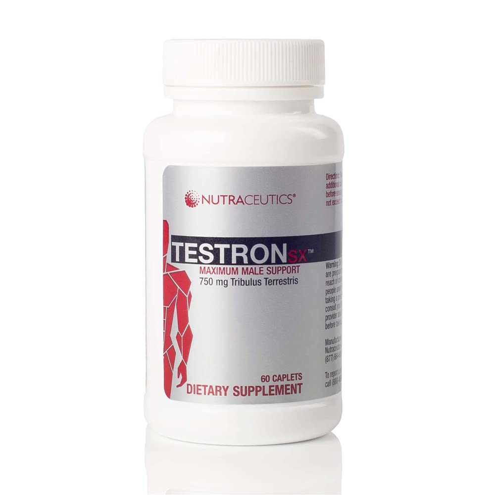 TestronSX – Testosteron Støtte med 750mg Tribulus Terrestris – Boosts Mann Vitality, Stamina og ytelse – 60 Caplets