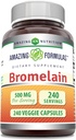Amazing Formler Bromelain 500mg 2400 GDU, Veggie Capsules ikke-GMO | Glutenfri | laget i USA | Ideell for vegetarianere (240 Count)