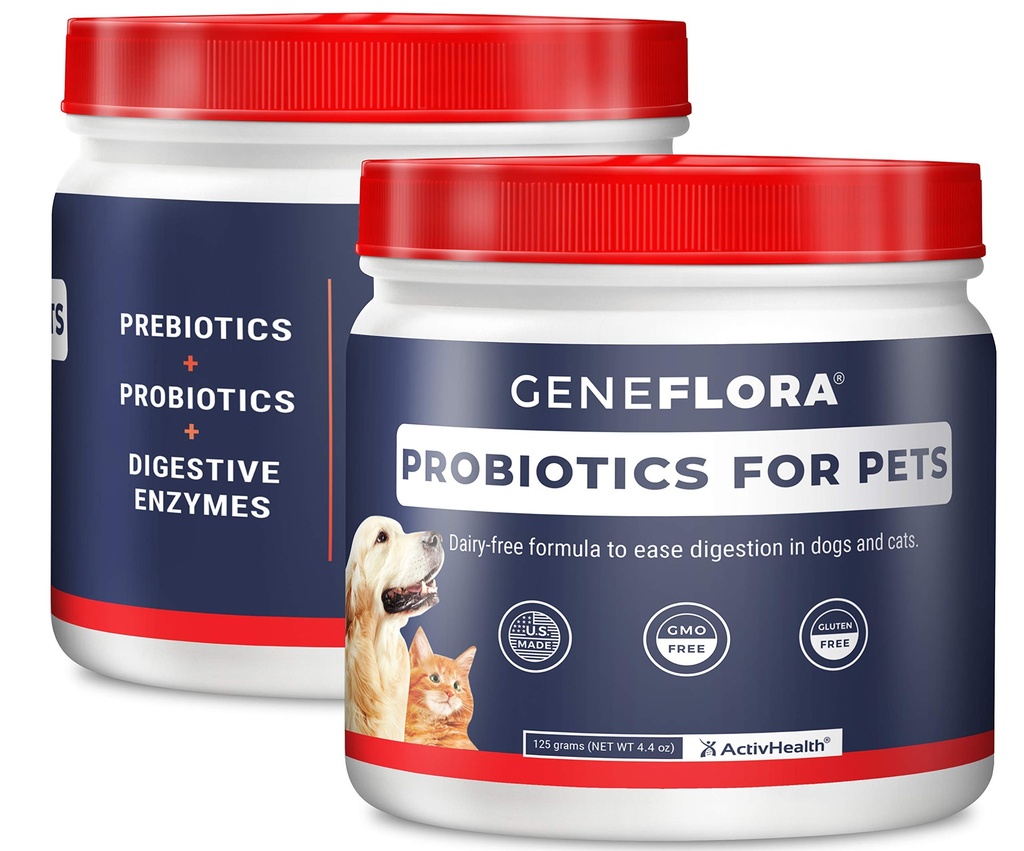 ActivHealth Digestive Enzymer og Probiotic for Kjæledyr (Dogs, katter, kaniner og mer, 125 mg, 120 porsjoner) av Geneflora til Kjæledyr Pack 2