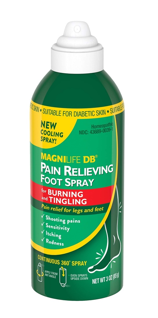 MagniLife DB smerte lindring fotsprøyte, naturlig avkjøling smerte lindring til Soothe Burning og Tingling, egnet for diabetisk hud - 3oz