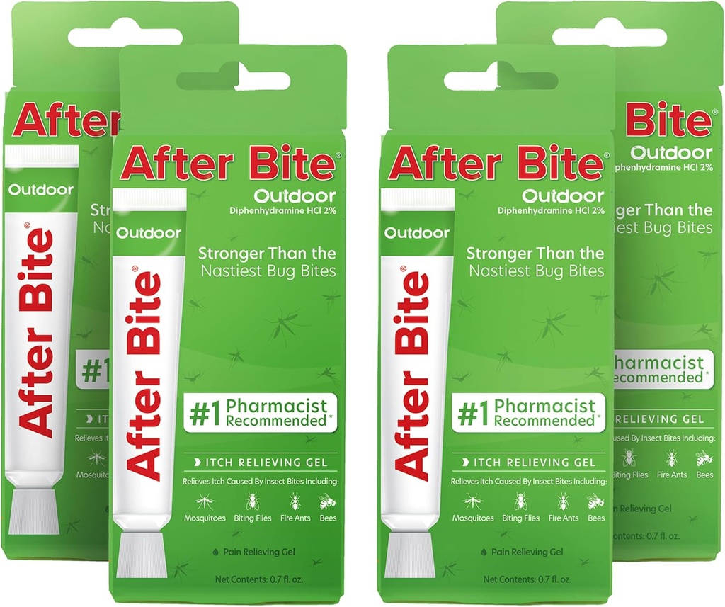 Etter Bite Outdoor Formula - Ideell for mosquito & Fire Ant Bites, Bees & More - Bærbar Gel Formula - 0,7 oz (4 Pack)