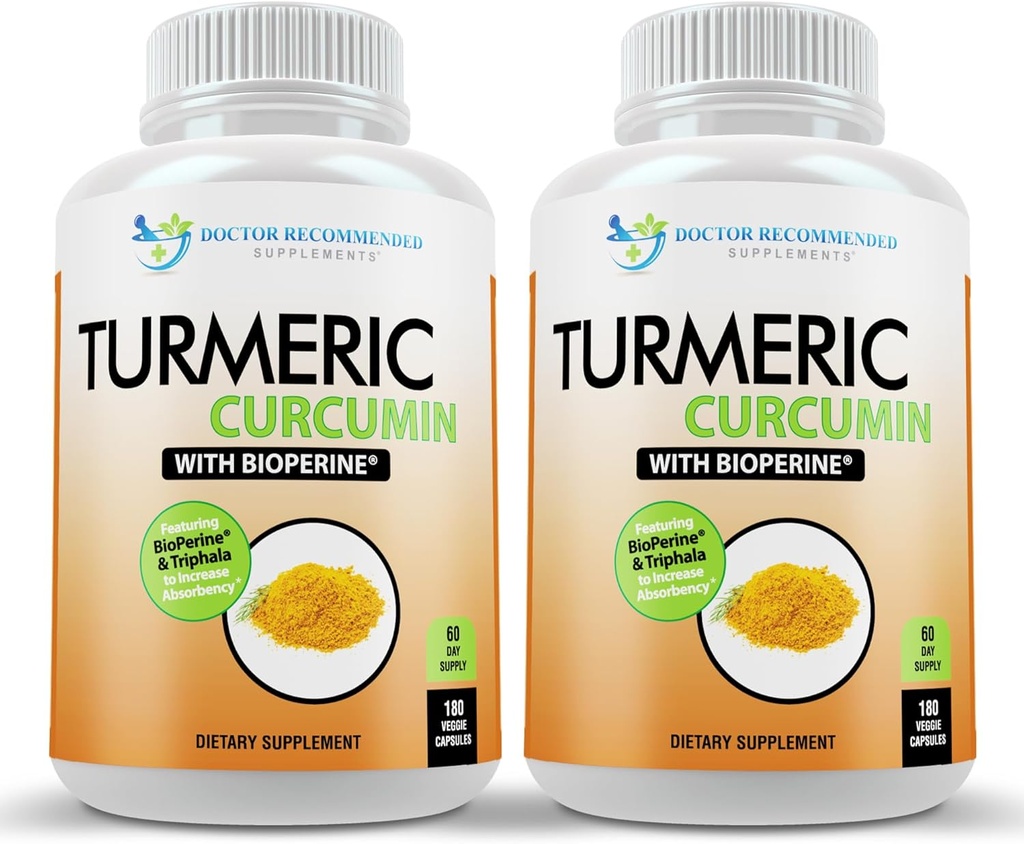Turmeric Curcumin Supplement - 2250mg/d - Veggie Caps - 95% Curcuminoids med Black Pepper Extract (Bioperine) - 750mg Kapsler - 100% Økologisk - Mest kraftige Turmeric (Pack of 2)