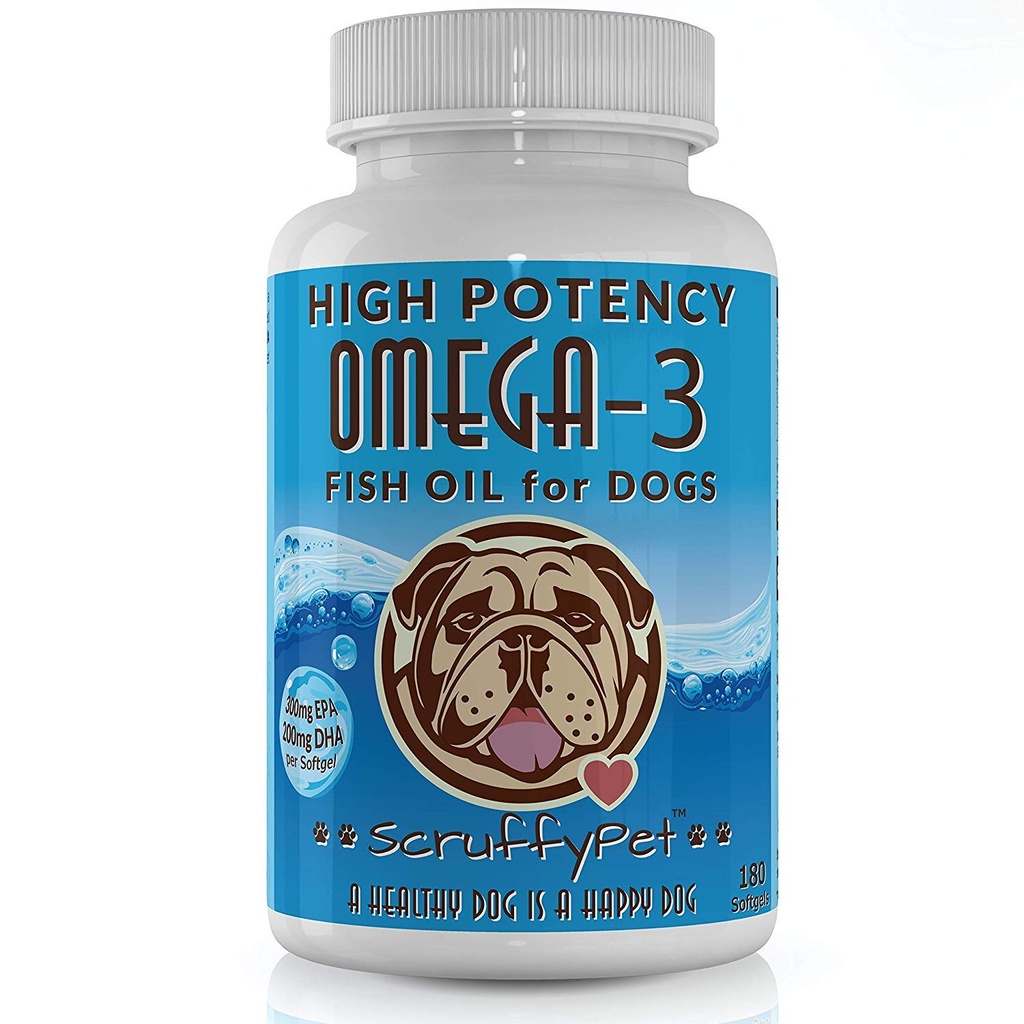 Ren Omega 3 Wild Fish Oil for hunder med vitamin E - Høyeste EPA & DHA Softgels tilgjengelig (1000 mg) 180ct