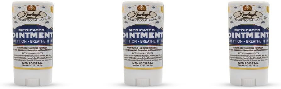 Rawleigh Medisinert Ointment Stick 0,5 oz (14.2g) – Klassisk Aromatisk bryst Rub i bærbare Stick Format – Ikke-Greasy – Pakke med 3