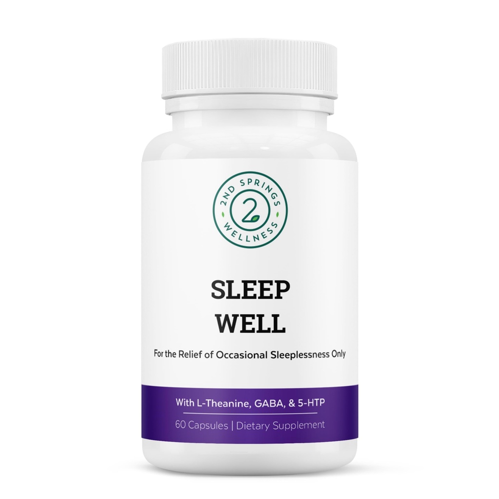 Sleep Well ro og avslappende støtte formel - kraftig blanding med magnesium, L-Theanine, GABA og Melatonin - forbedrer avslapping + fremmer sunne søvnmønstre - 60 kapsler