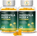 2 Pack Sugar-fri Rhodiola Rosea Gummies 1000mg, Rhodiola Rosea Supplement for kvinner og menn, støtte utholdenhet, Mood & energi, ikke-GMO, Vegan, 120 greve