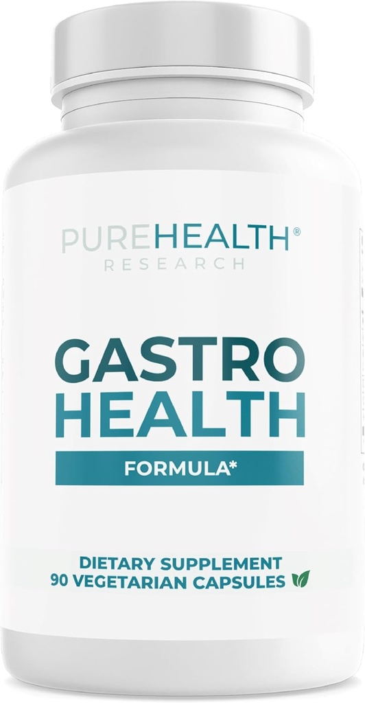 PUREHEALTH RESEARCH Gastro Helse Formula - Naturlig alginat for syre Reflux - DGL Supplement for Heartburn & Indigestion - Med artichoke, Rhodiola Rosea, Hyaluronsyre, Quince og mer - 90 kapsler
