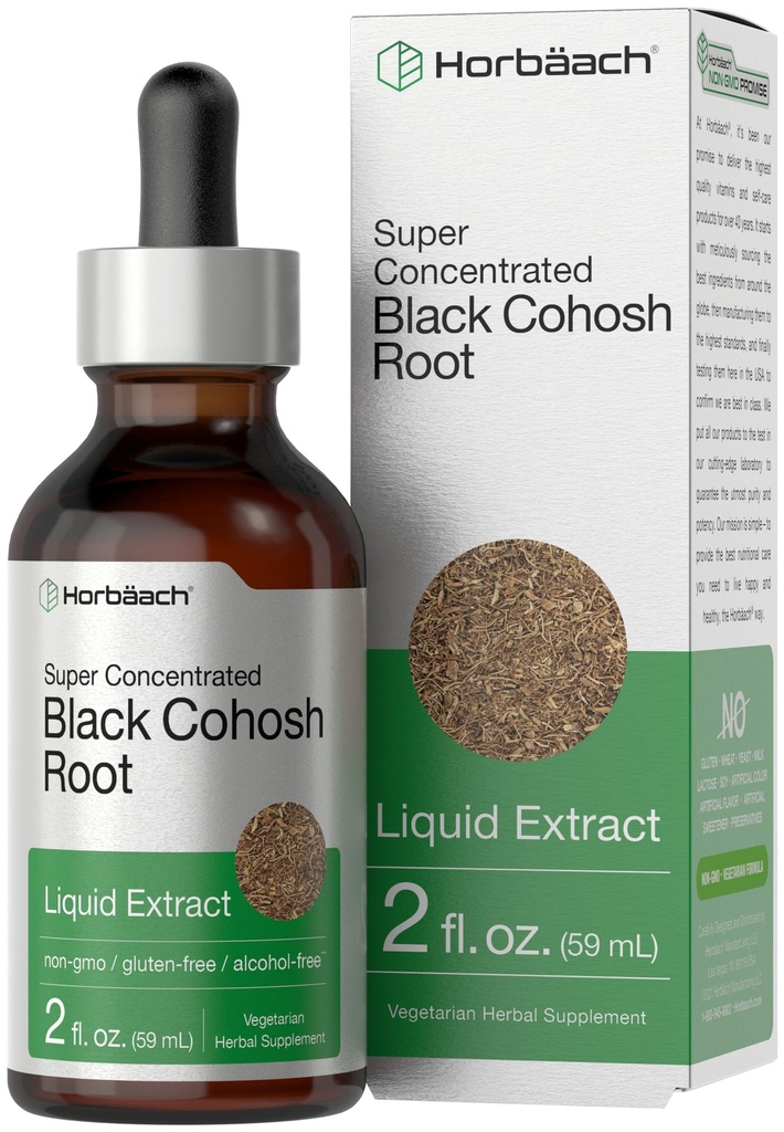 Horbäach Svart Kohosh Root Tinktur | 2 fl oz | Flytende ekstrakt | alkohol gratis urtdråper | vegetarisk | Ikke-GMO, Glutenfri kosttilskudd