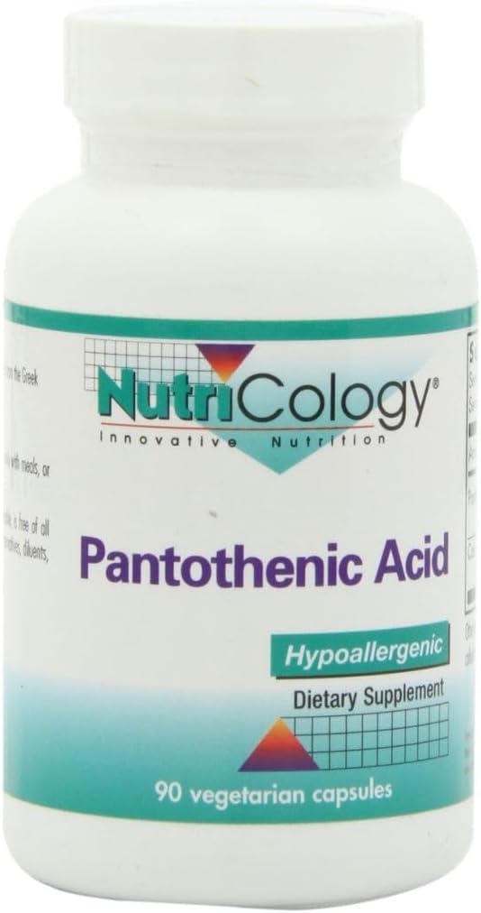 Nutrikologi Pantotensyre - vitamin B5 for menn og kvinner, kalsium, 500 mg Supplement, ren, organisk, vegetariske kapsler - 90 greve