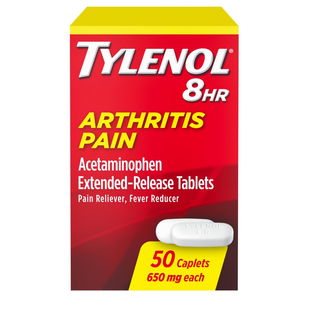 Tylenol 8 timers ledgikt smertelindring Utvidede tabletter, 650 mg acetaminophen, leddsmerter Reliever & feber Reduser medisin, oral smertefri for ledsmerter og leddsmerter, 50 teller