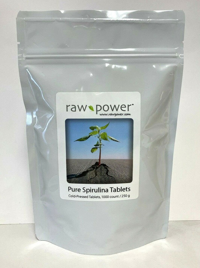 Spirulina tabletter, 1000 greve, 250 mg Hver, (250 gram / 8,8 oz) 100% ren, rå, organisk, kaldpresset