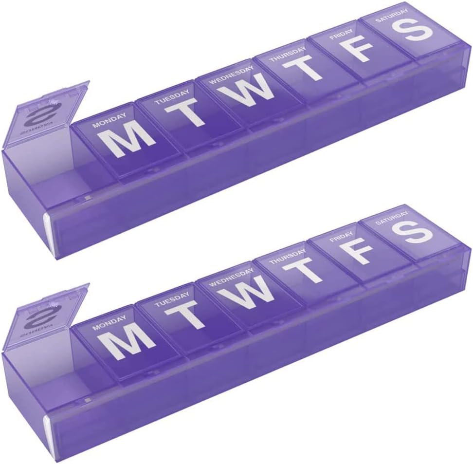 EZY DOSE ukentlig (7-dager) Pilleorganisator, medisinsk tilfelle, Vitamin Planner Box, 2X-store låsing sammenligninger Sikker reseptbelagt medisinering og forhindre spyling, farger May Vary (XXL - 2 pakke)