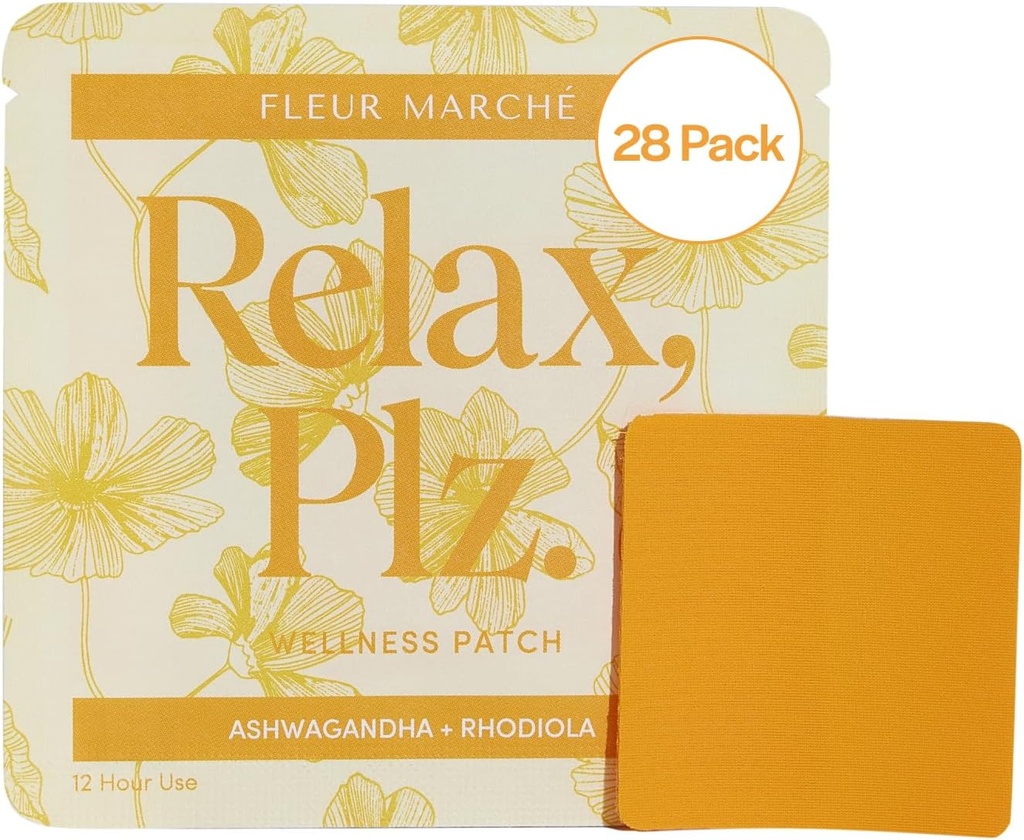 Fleur Marche Relax, Plz Botanical Supplement Patch - beroligende og avslappende wellness patch med Ashwagandha, Kamille og andre kraftige adaptere - svært biotilgjengelige - 28 Patches
