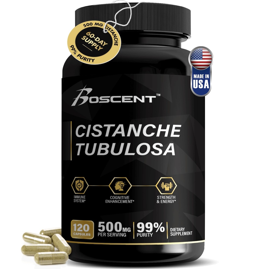 Premium Cistanche Tubulosa Extract 500 mg (120 kapsler) - 50% Echinacosider,10% Acteosider - Naturlig nootropisk for utholdenhet, immunitet og minne - Ingen fyllstoffer, hormonbalanse - styrke Booster for menn