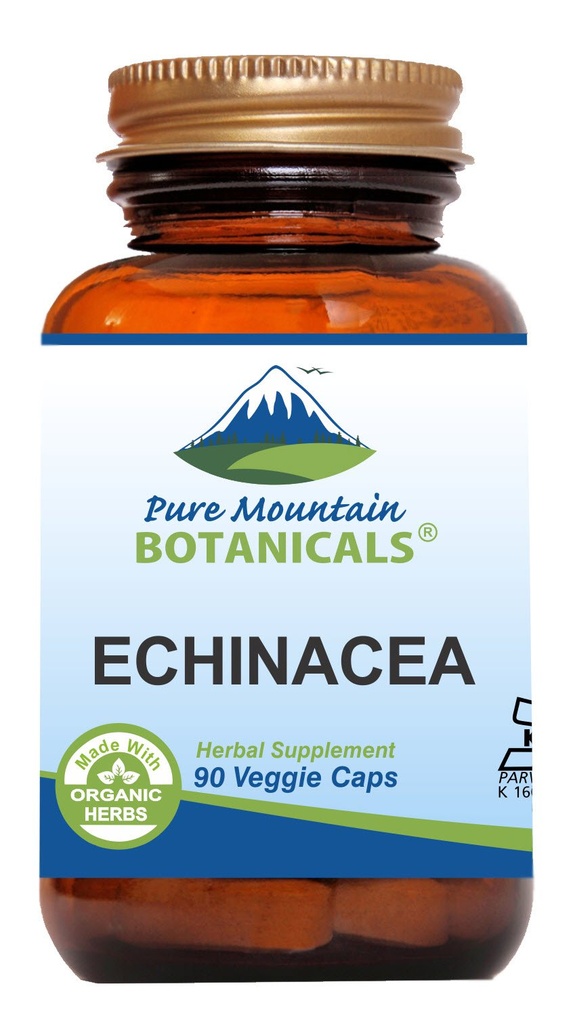 Pure Mountain Botanicals Echinacea Kapsler Supplement - Kosher Vegan Caps med 420mg organisk Echinacea Root