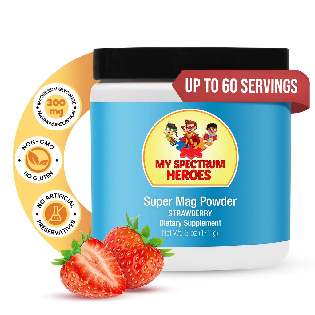 Min Spectrum Heroes Calm Magnesium pulver - Gentle Magnesium Glutonat Drink Blande for avslapning, søvnstøtte, Digestive Helse og Stress Relief - Vegan, Glutenfri, 6oz (171g)