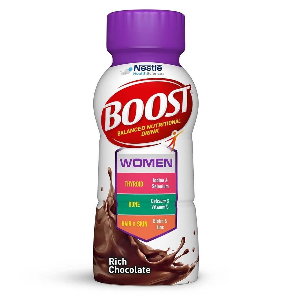 BOOST kvinner balansert næringsrik drikk, rik sjokolade, 8 FL OZ (pakke med 6)
